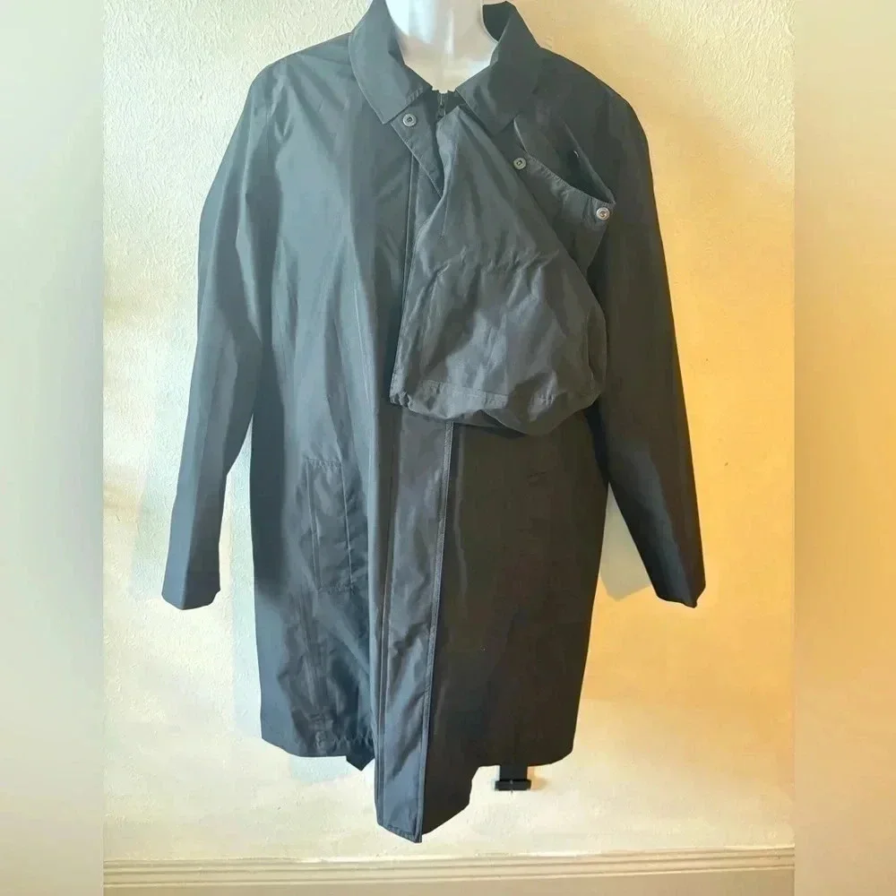 Lands' End Black Trench Coat - Picture 2 of 11